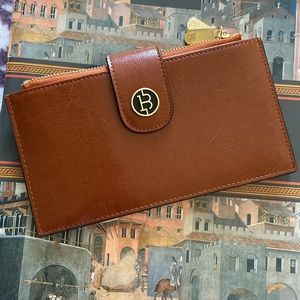 NWOTS BOSTANTEN CARMEL LEATHER WALLET RFID